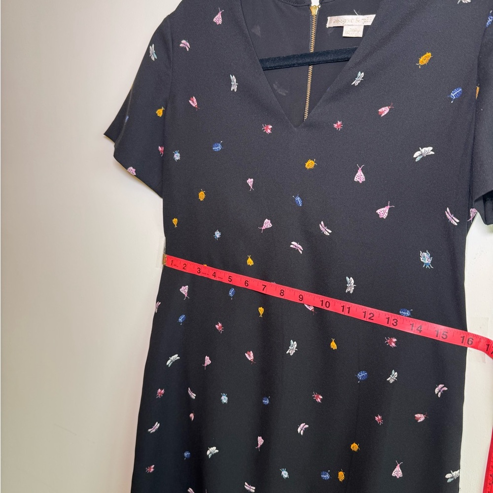 Black Mini Shift Dress w Colorful Bug and Butterfly Accents - Size XS - Picture 13 of 14